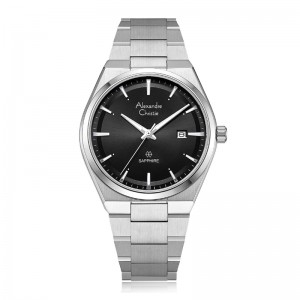 Alexandre Christie AC 8697 Silver Black Man Sapphire MDBSSBA